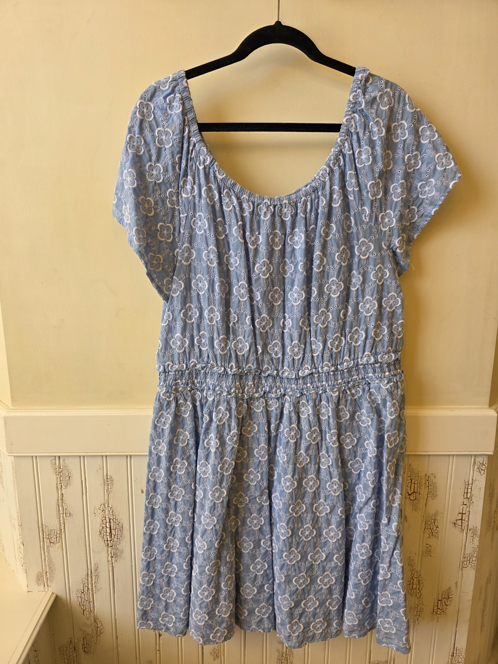 Boden Light Blue Floral Eyelet Summer Dress